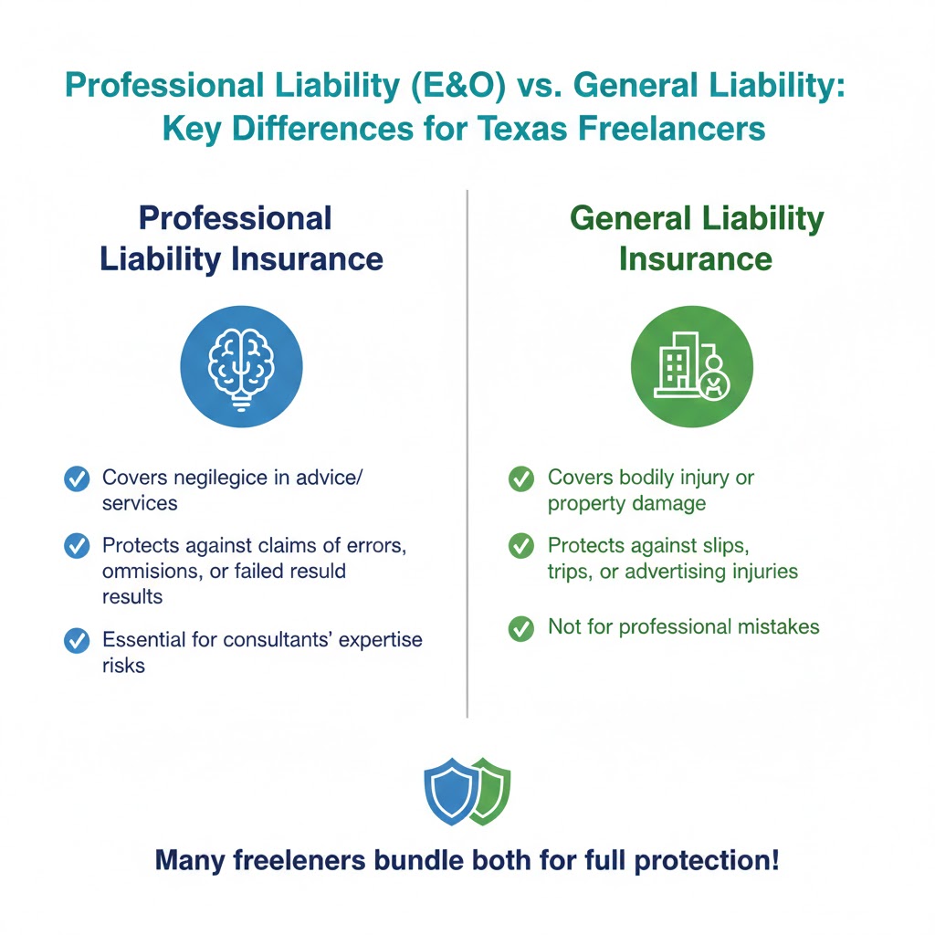 Professional Liability Insurance Requirements for Freelance Consultants in Texas 2 Professional Liability vs. General Liability Insurance Comparison